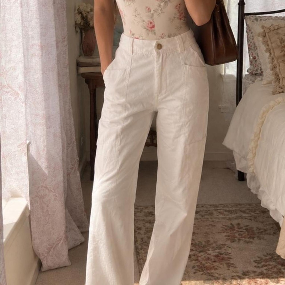 White high waisted pants  Cute preppy bootcut pants